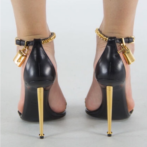 Tom ford lock sandals with chain black nwb multiple sizes 37.5-38-38.5 FIRM - Picture 6 of 7